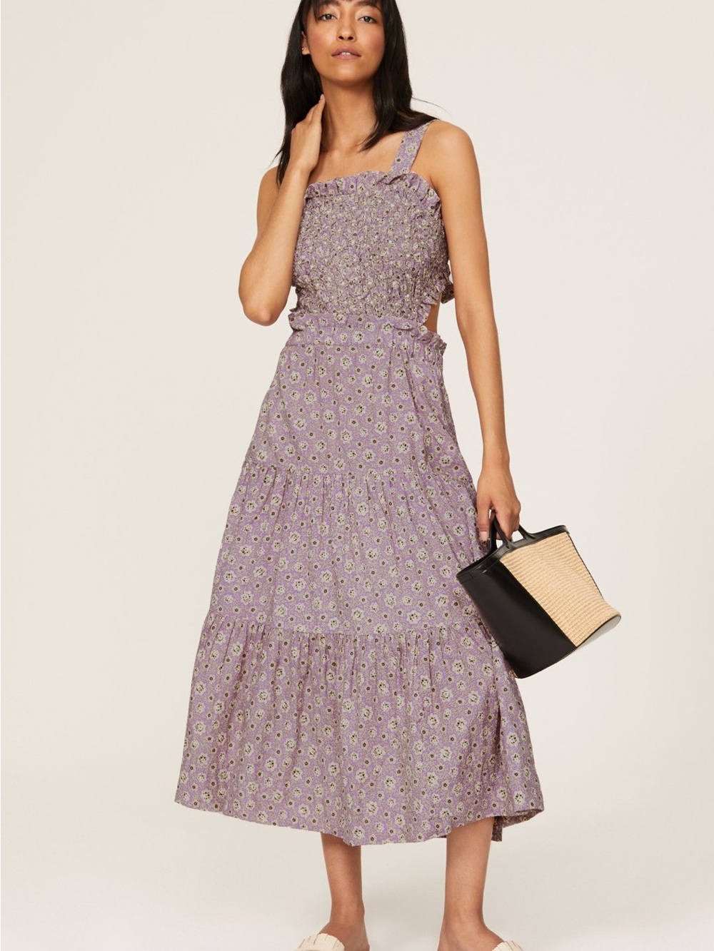 Sea new york Ida Apron Dress purple floral maxi